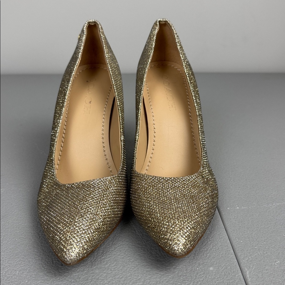 Coach Addie Gold Metallic Pumps. Size 7.5. - Picture 5 of 14